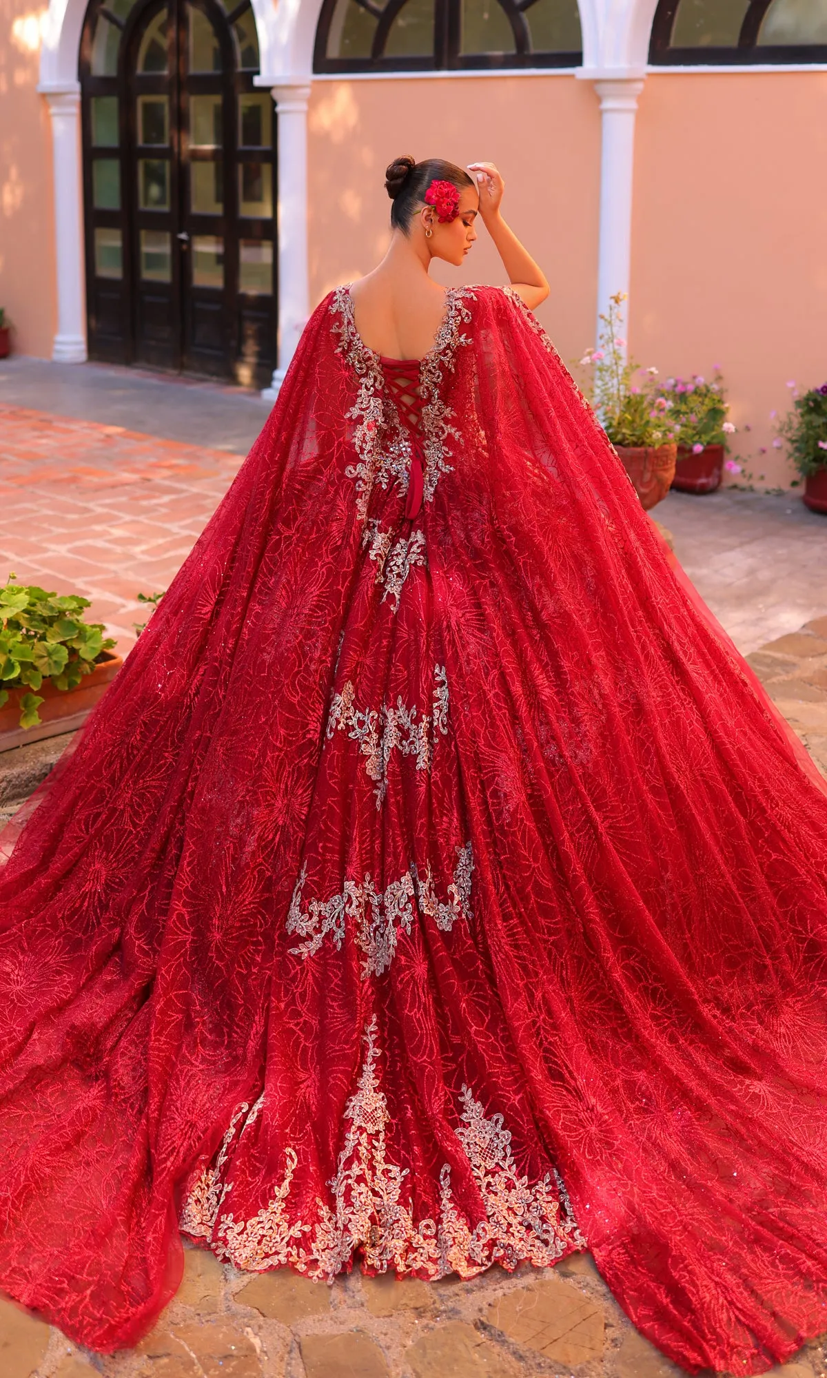 Amarra 54296 Red and Gold Quinceañera Dress sold by PromGirl product image thumbnail 2
