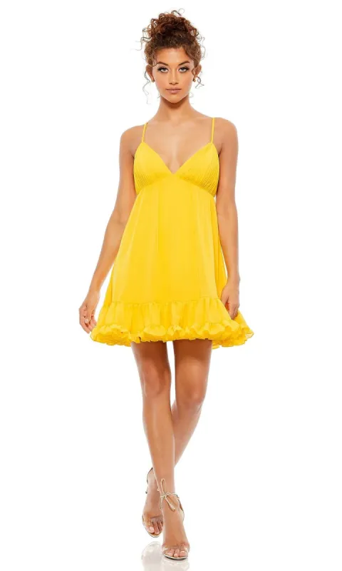 Short Empire-Waist Party Dress: Mac Duggal 70194 sold by PromGirl