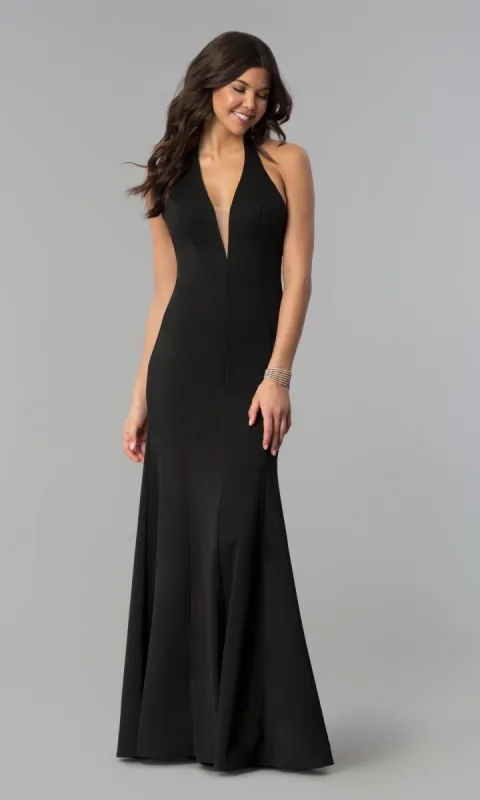 Halter V-Neck Long Jersey Formal Prom Dress 8262 sold by PromGirl
