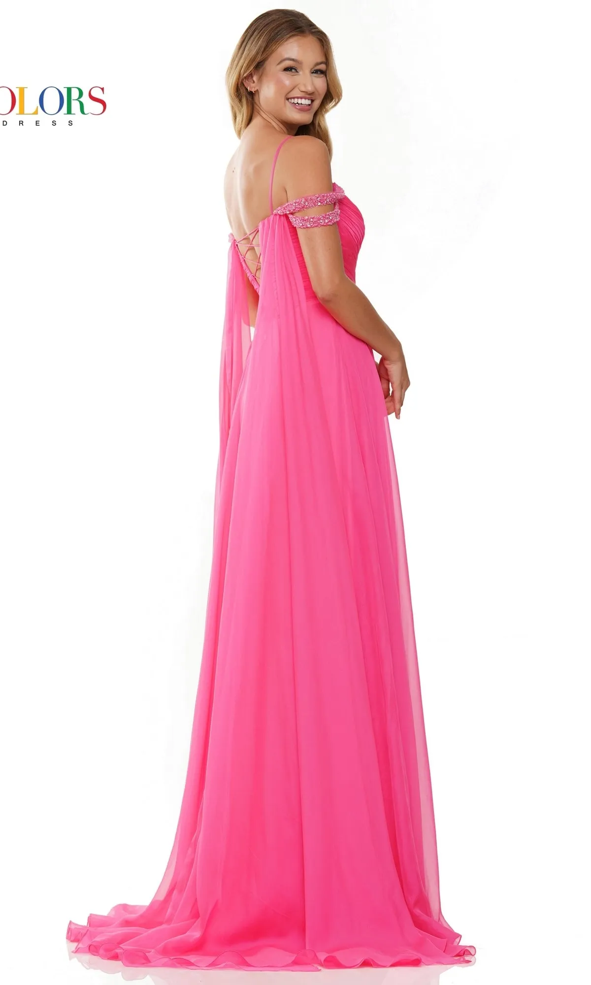 Side-Drapes Long Chiffon A-Line Prom Dress 3101 sold by PromGirl product image thumbnail 2