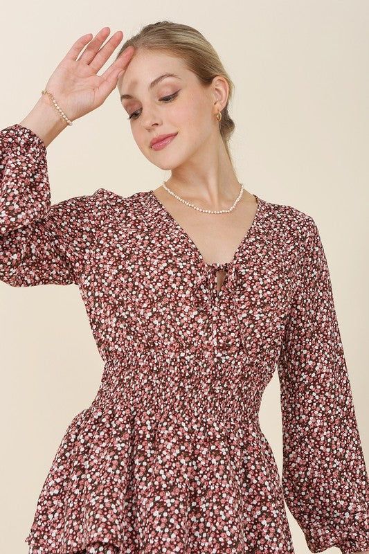 Long Sleeve Short Casual Floral-Print Dress sold by PromGirl product image thumbnail 4