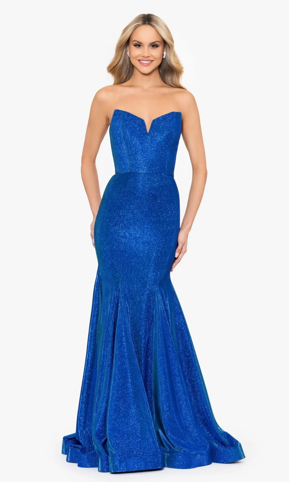 Strapless Long Blue Mermaid Prom Dress 4720BN sold by PromGirl product image thumbnail 4