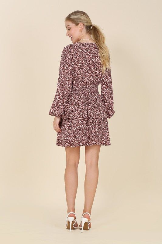 Long Sleeve Short Casual Floral-Print Dress sold by PromGirl product image thumbnail 2