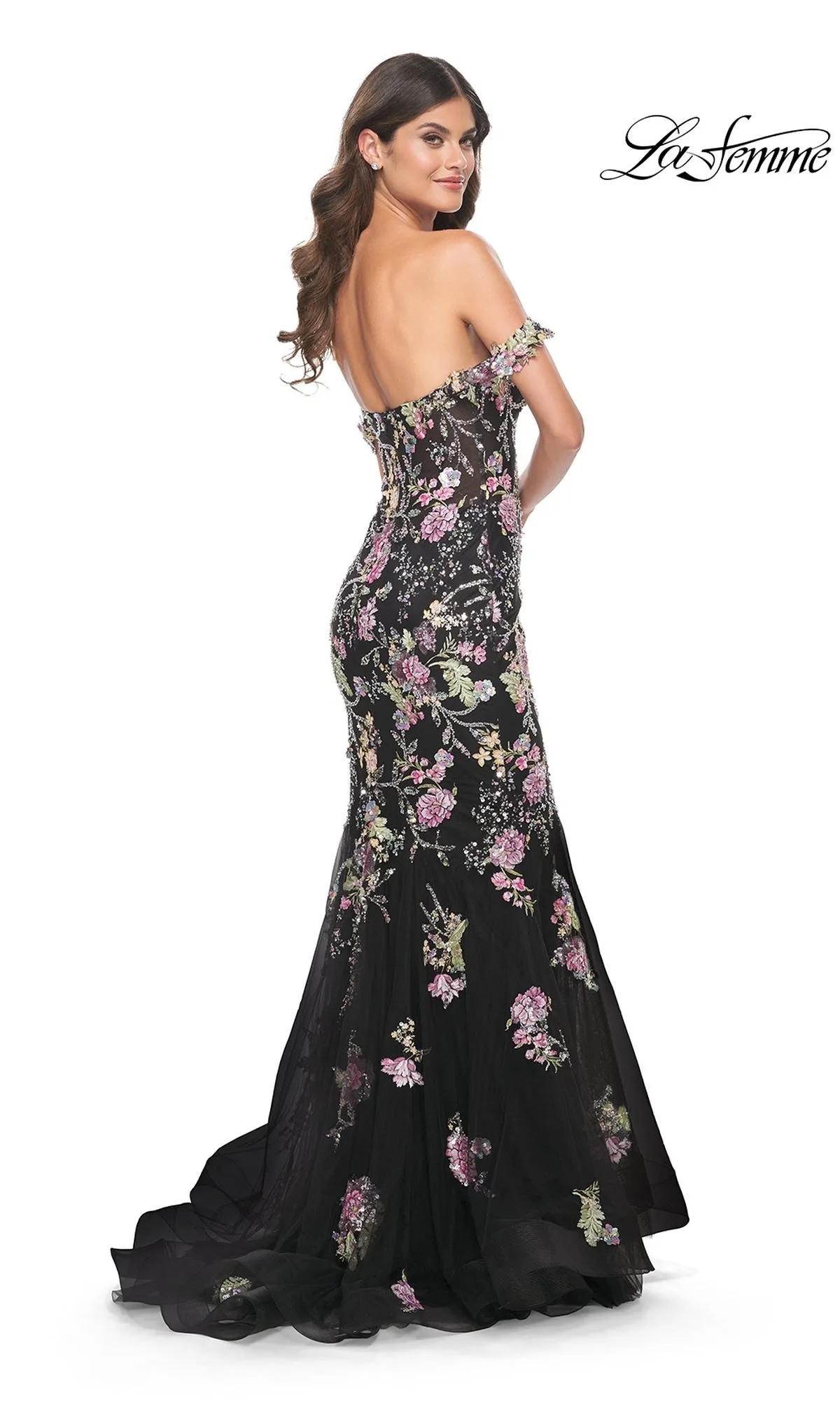 La Femme Long Floral Mermaid Prom Dress 32087 sold by PromGirl product image thumbnail 2