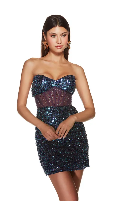 Alyce Strapless Short Sequin Homecoming Dress 4908 sold by PromGirl
