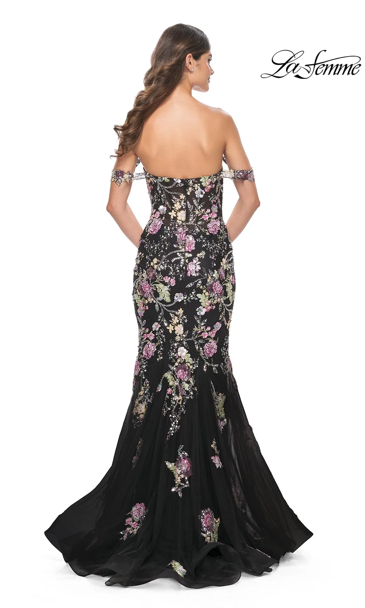 La Femme Long Floral Mermaid Prom Dress 32087 sold by PromGirl product image thumbnail 4