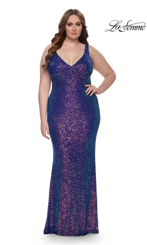 La Femme Plus-Size Long Sequin Prom Dress 32199 sold by PromGirl