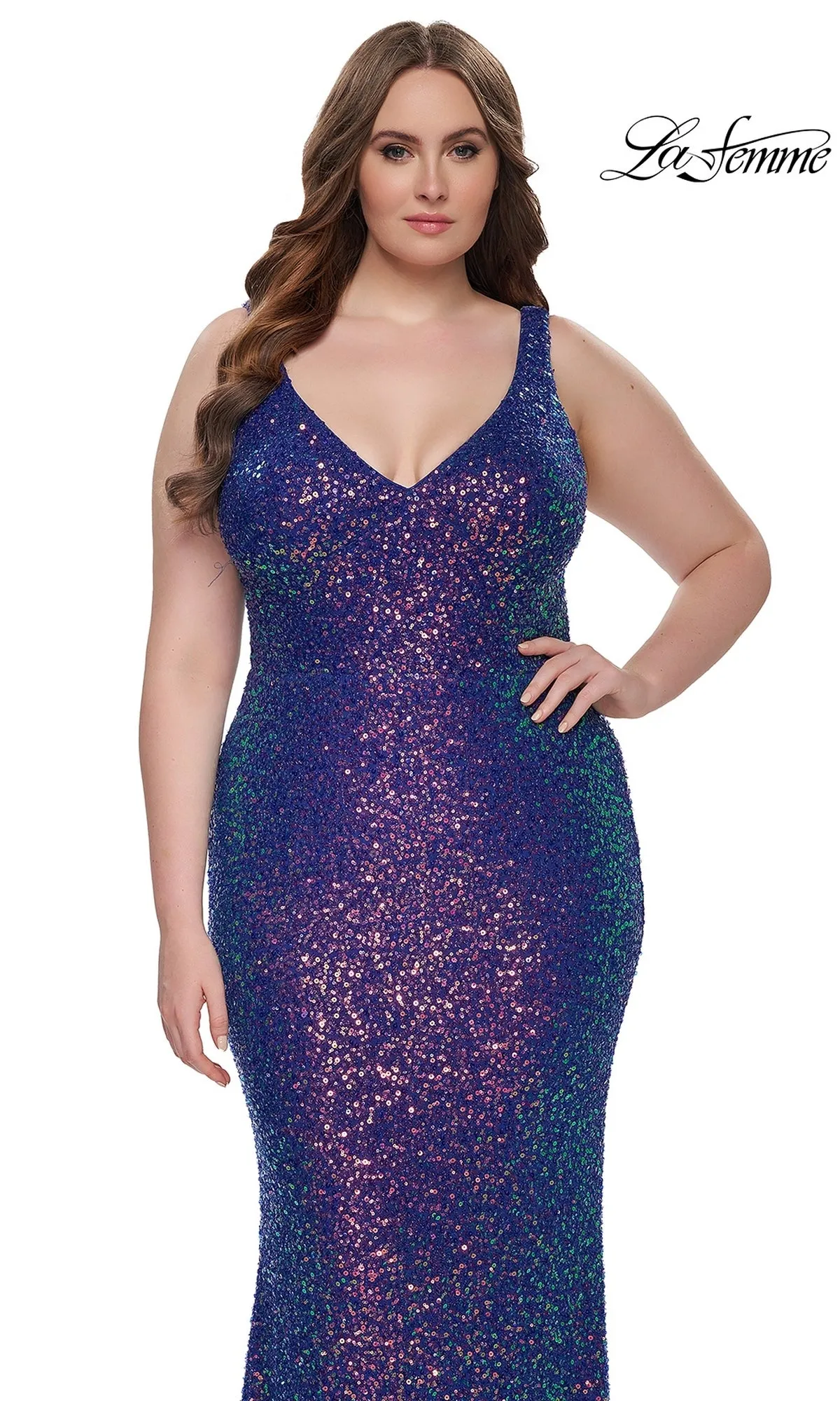 La Femme Plus-Size Long Sequin Prom Dress 32199 sold by PromGirl product image thumbnail 3