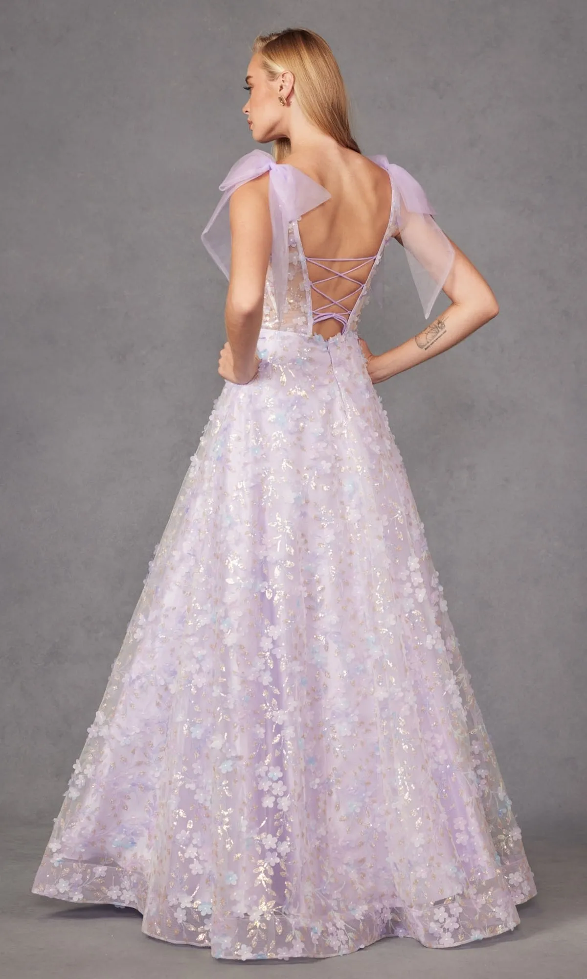 Lilac Purple Long Lace Prom Dress: Juliet JT2439K sold by PromGirl product image thumbnail 2