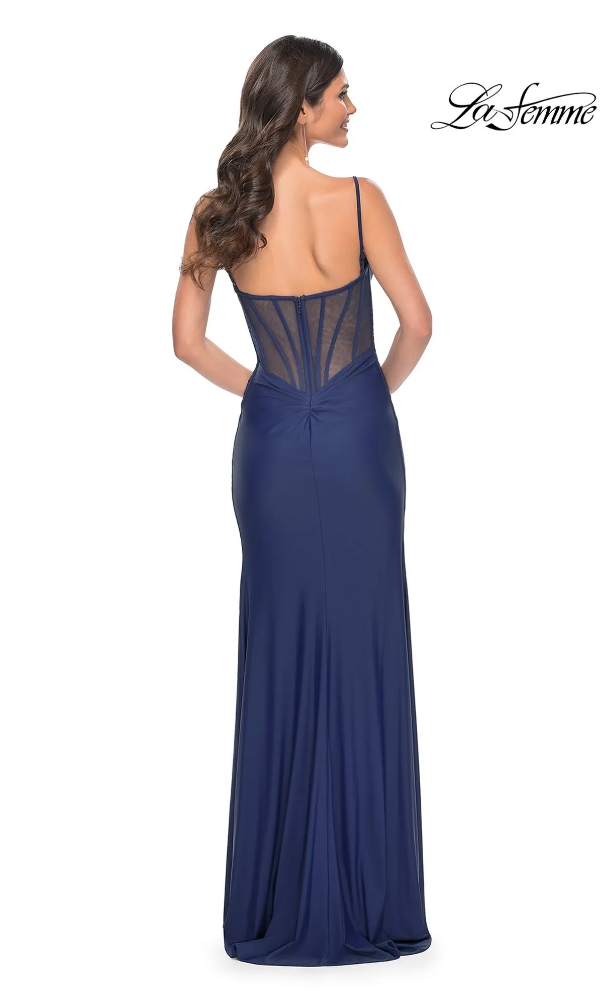 Sheer-Back Long Jersey Prom Dress: La Femme 32287 sold by PromGirl product image thumbnail 2