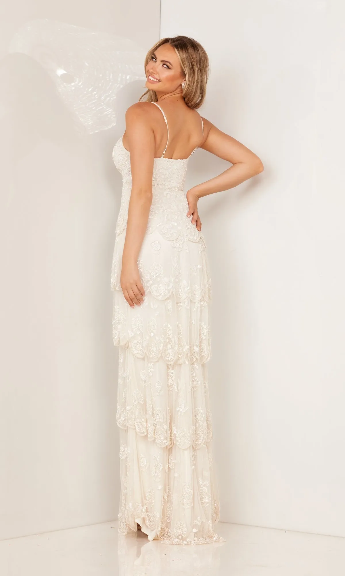 Long Beaded Prom Dress with Tiered Skirt 1190 sold by PromGirl product image thumbnail 2