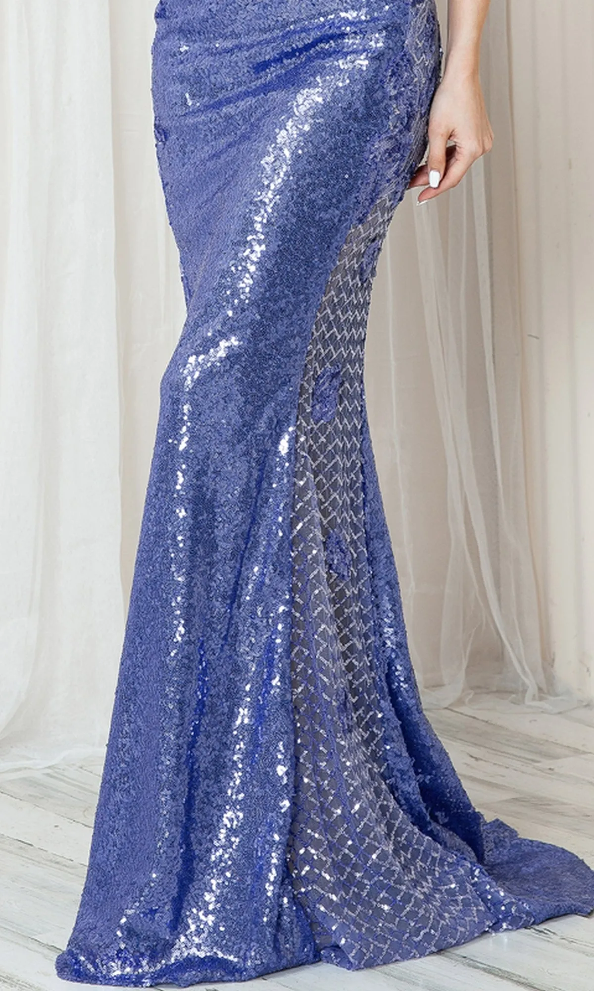 Corset-Back High-Neck Long Sequin Prom Dress 5043 sold by PromGirl product image thumbnail 4