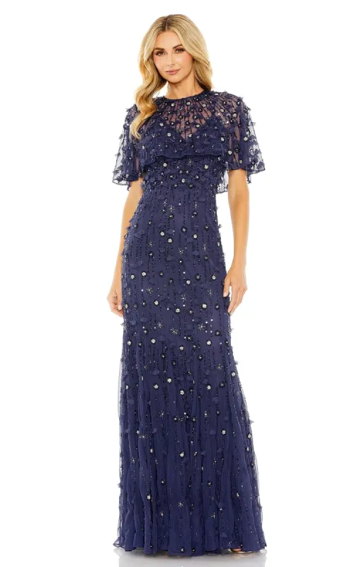 Beaded-Cape Long Formal Dress: Mac Duggal 93653 sold by PromGirl