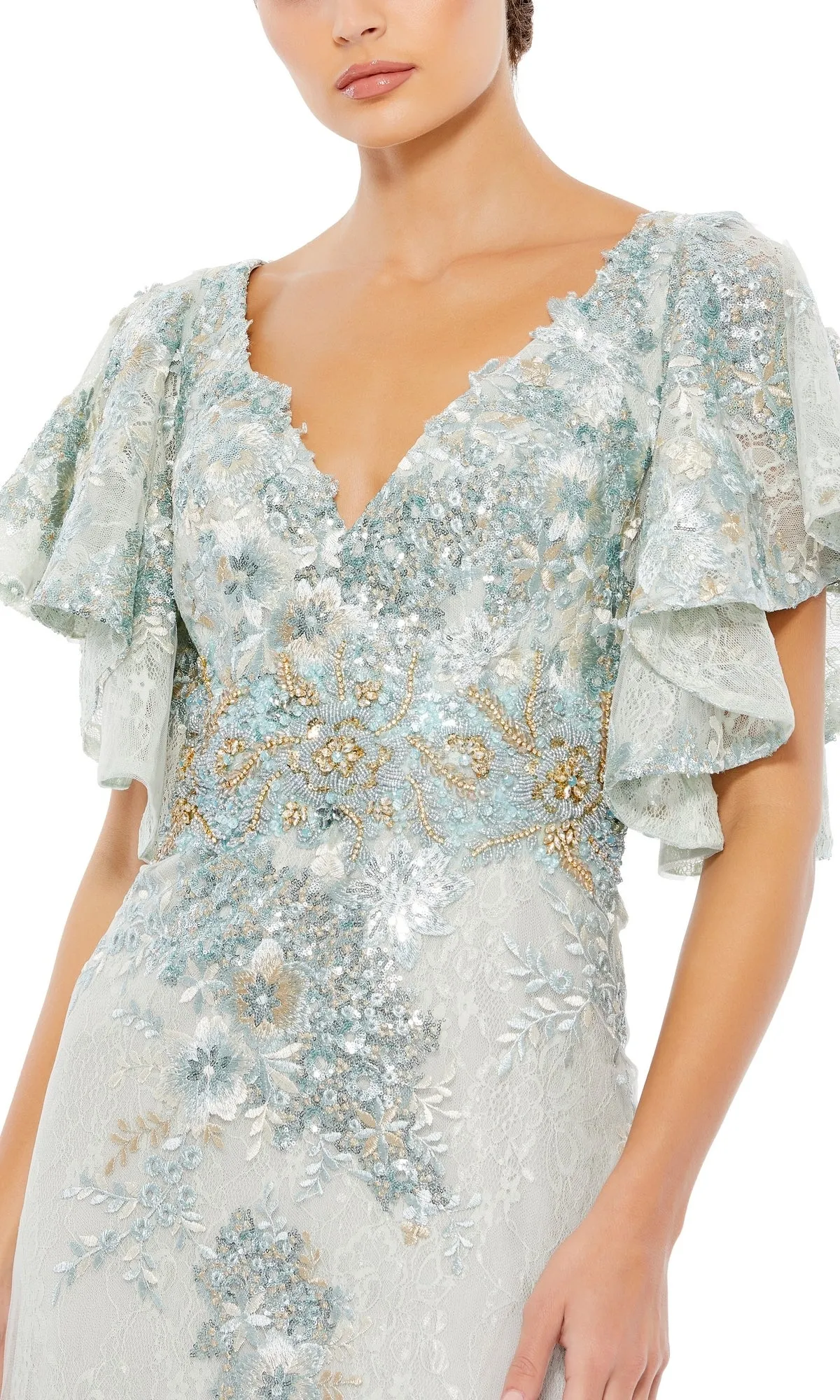 Flutter-Sleeve Long Formal Dress: Mac Duggal 67842 sold by PromGirl product image thumbnail 5