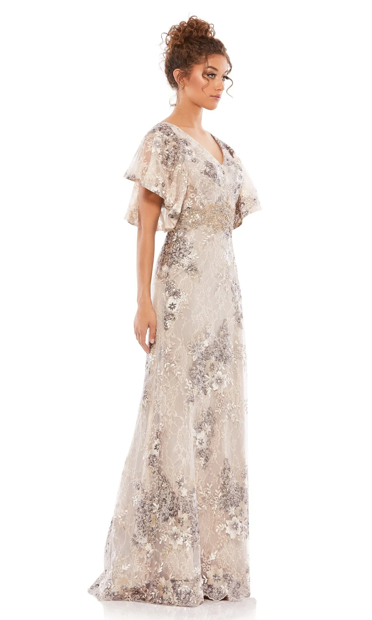 Flutter-Sleeve Long Formal Dress: Mac Duggal 67842 sold by PromGirl product image thumbnail 4