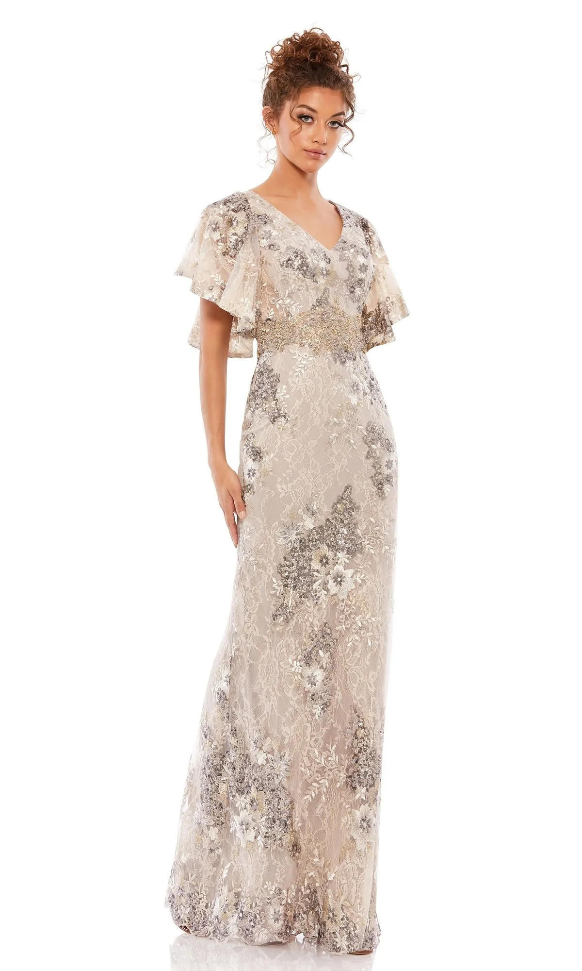 Flutter-Sleeve Long Formal Dress: Mac Duggal 67842 sold by PromGirl product image thumbnail 3