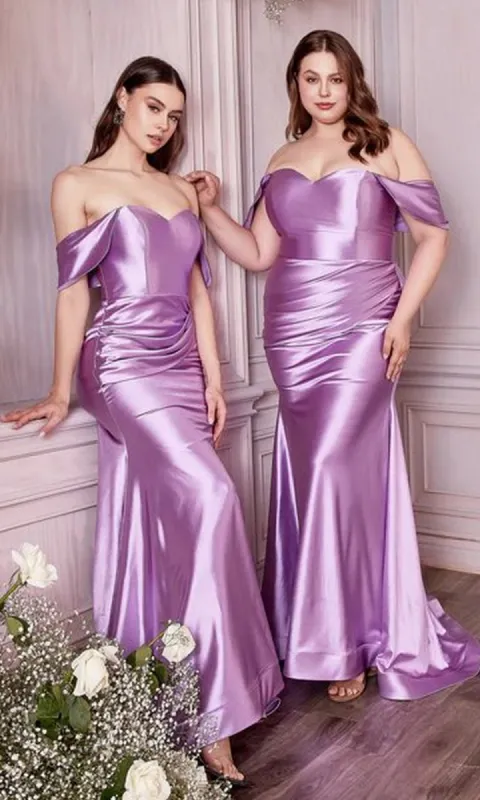 Long Satin Prom Gown with Pleated Waist CH163 sold by PromGirl