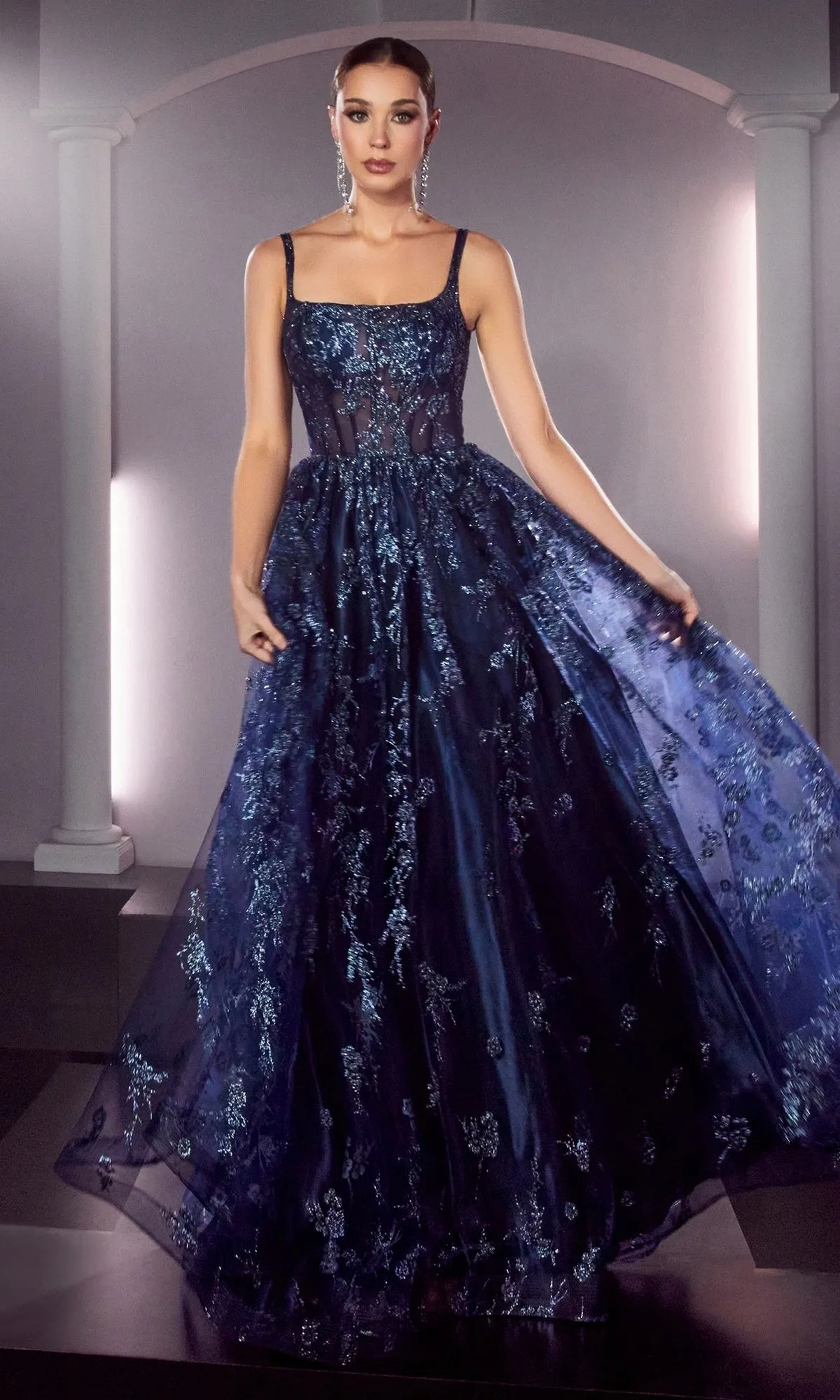 Long A-Line Glitter-Print Prom Dress J840 sold by PromGirl product image thumbnail 3