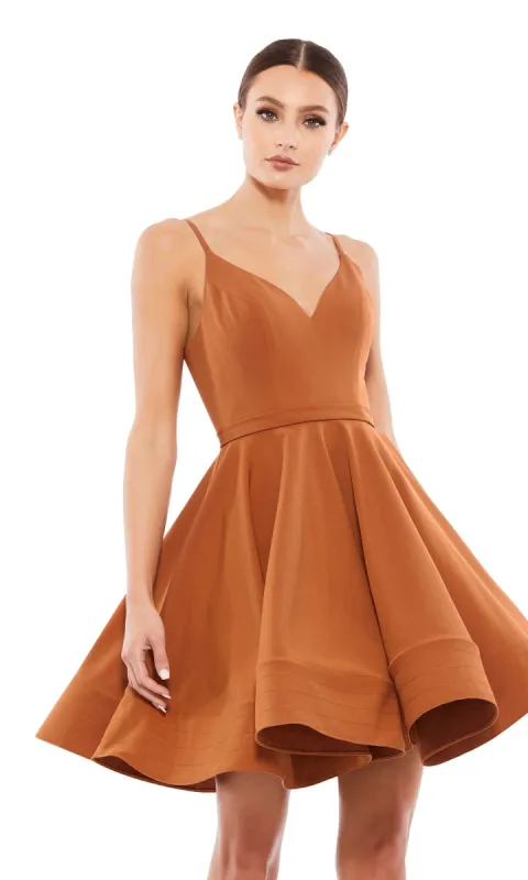 Short Caramel Homecoming Party Dress 48775 made by Mac Duggal
