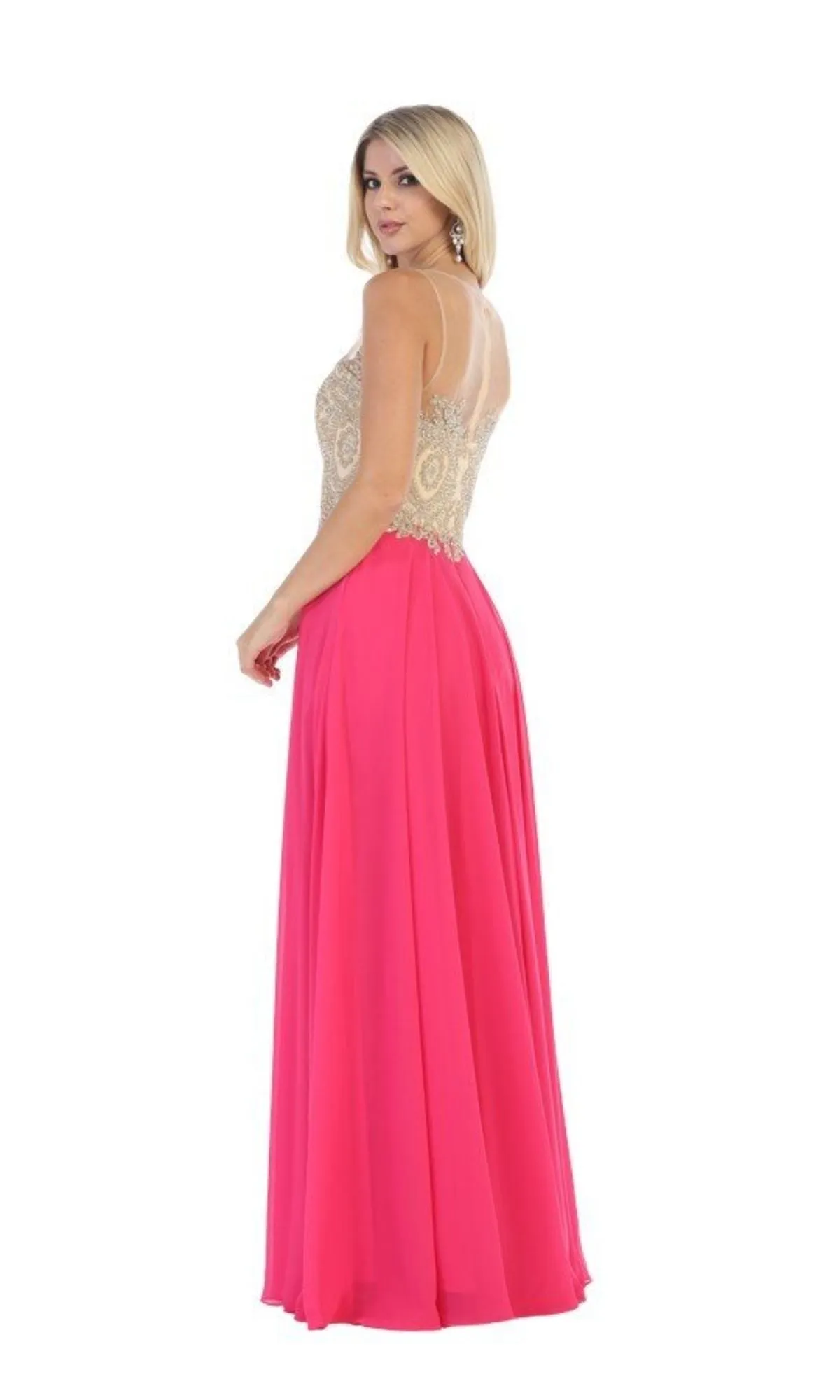 Embroidered-Bodice Long Prom Dress: Chicas C3320 sold by PromGirl product image thumbnail 2