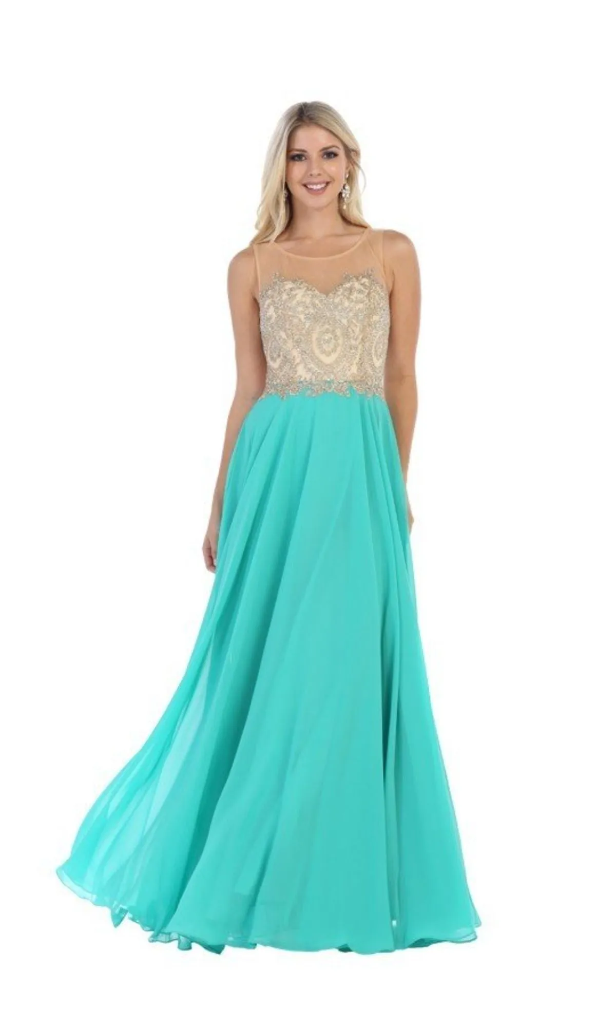 Embroidered-Bodice Long Prom Dress: Chicas C3320 sold by PromGirl product image thumbnail 4