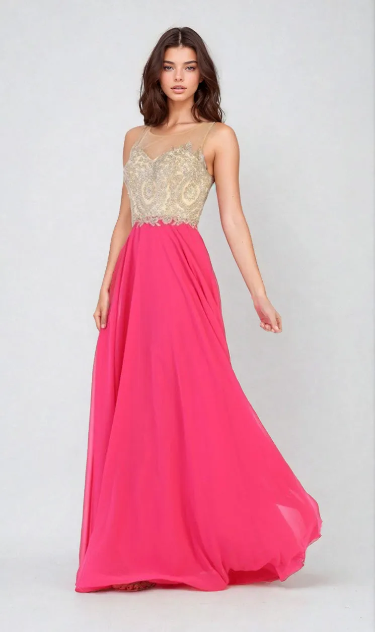 Embroidered-Bodice Long Prom Dress: Chicas C3320 sold by PromGirl product image thumbnail 3