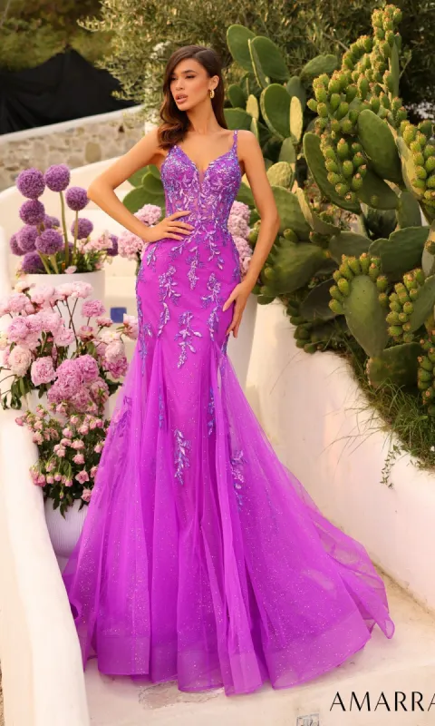 Amarra Long Glitter-Tulle Mermaid Prom Dress 88755 sold by PromGirl