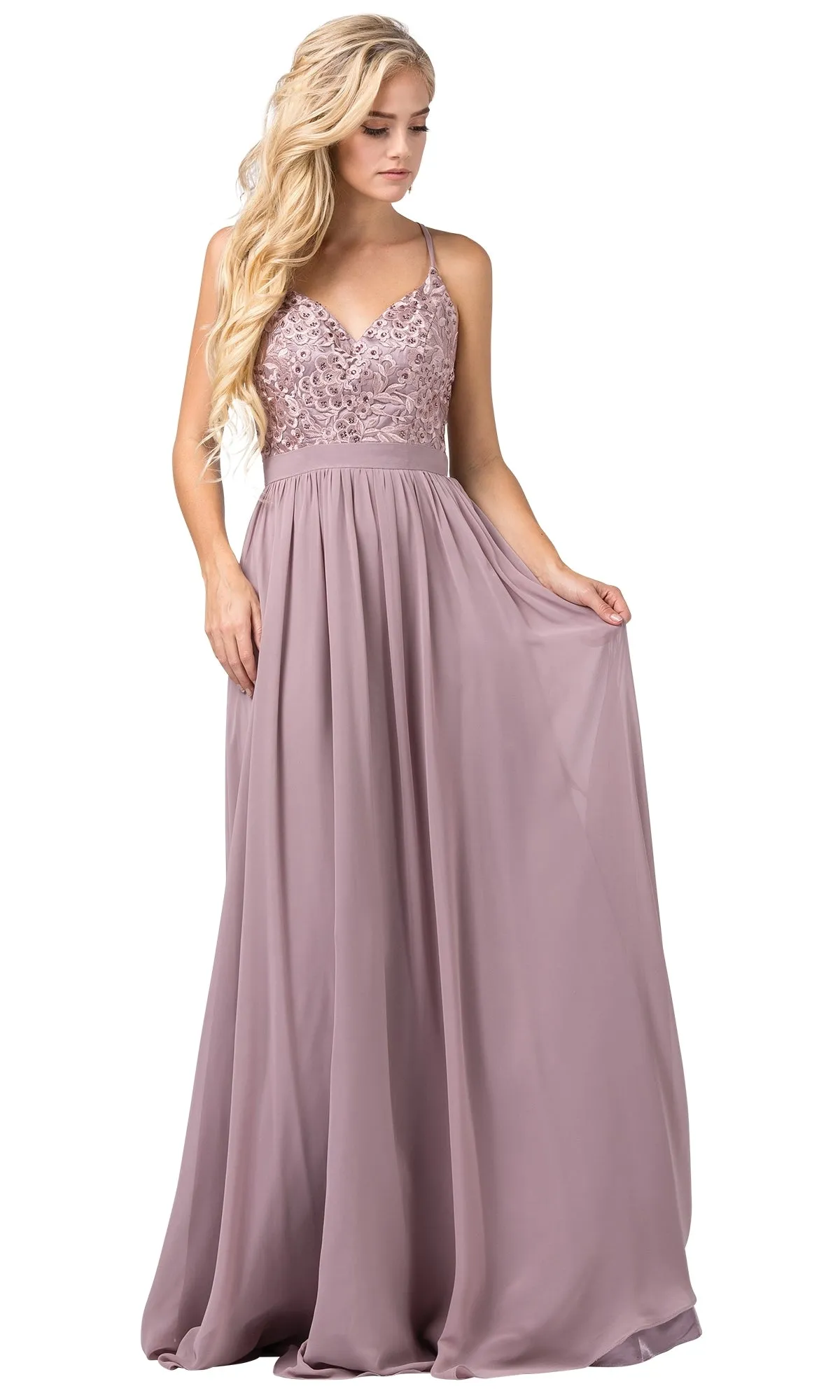 Long Prom Dress with Criss-Cross Back Straps sold by PromGirl product image thumbnail 3