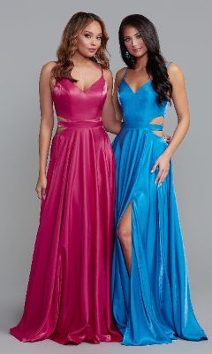 Side-Cut-Out Long Shimmer Prom Dress by PromGirl sold by PromGirl