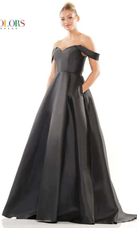 Off-the-Shoulder Long Mikado Prom Dress 3182 sold by PromGirl