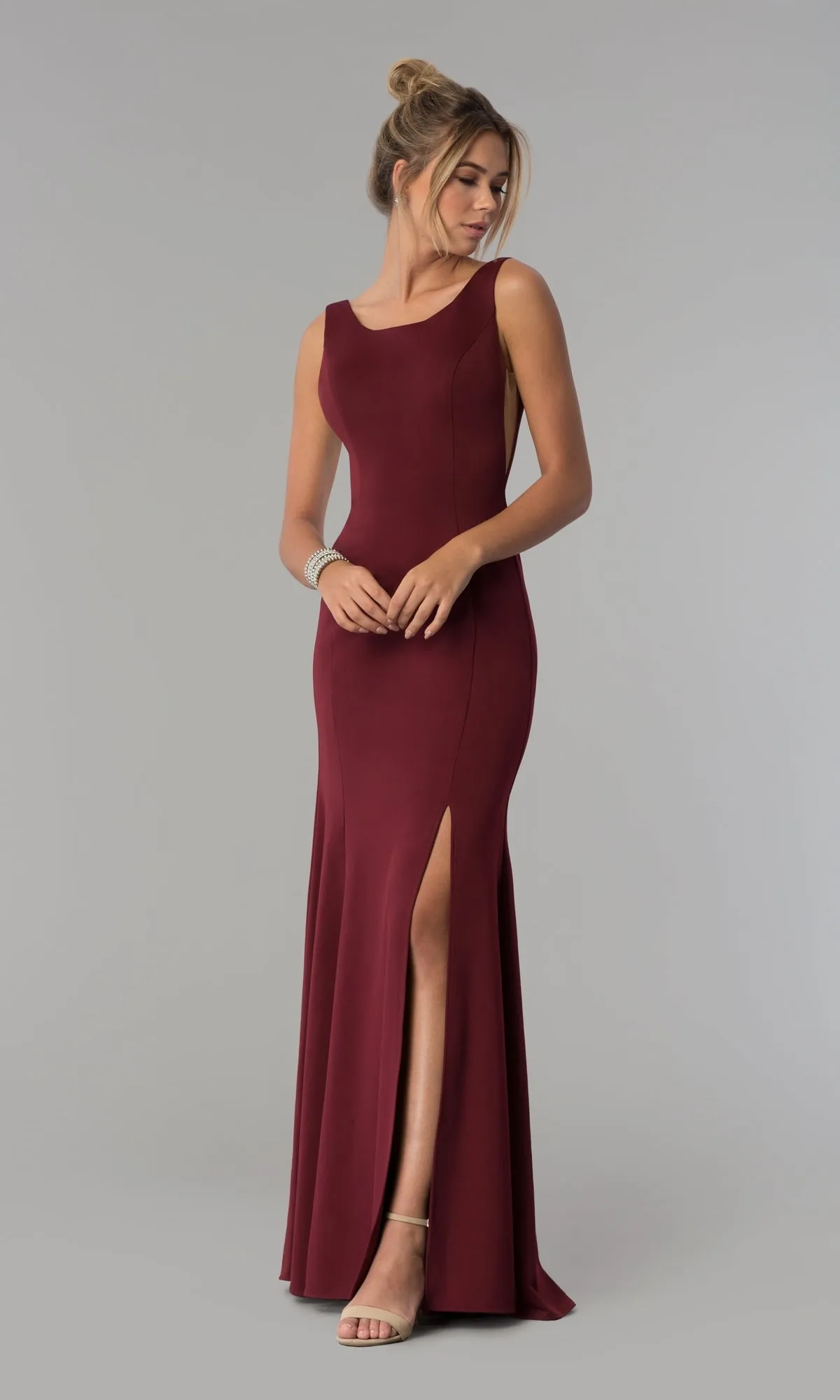 Sheer-Sided Backless Long Formal Prom Dress 8168 sold by PromGirl product image thumbnail 4