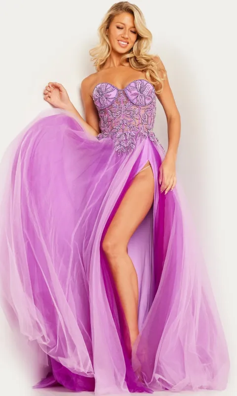 Jovani Strapless Lilac A-LIne Prom Dress 23710 sold by PromGirl