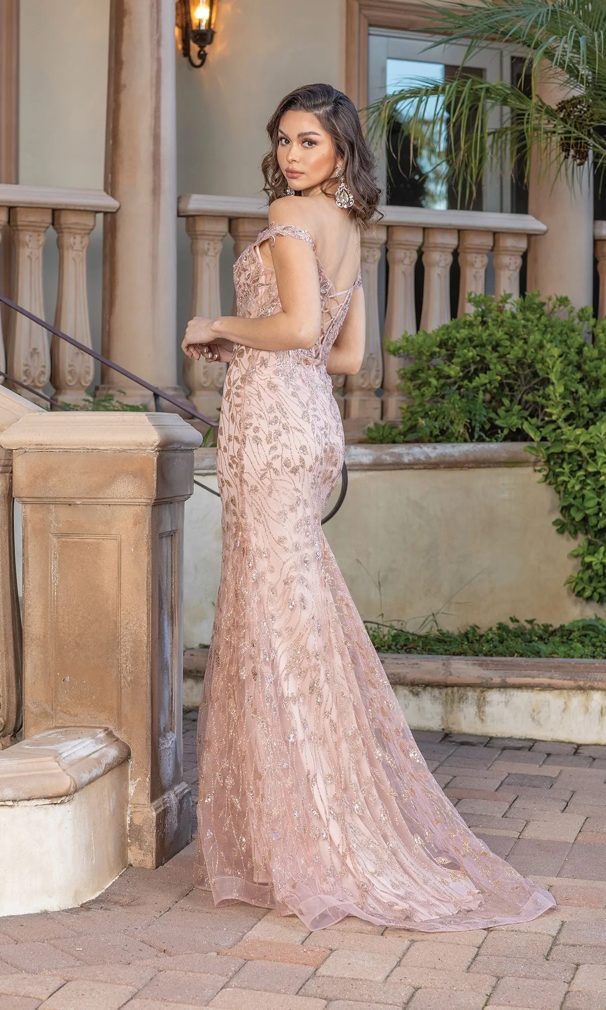 Off-the-Shoulder Long Glitter Prom Dress sold by PromGirl product image thumbnail 2