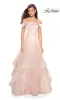 La Femme Off-Shoulder Long Tiered Prom Dress 27224 sold by PromGirl