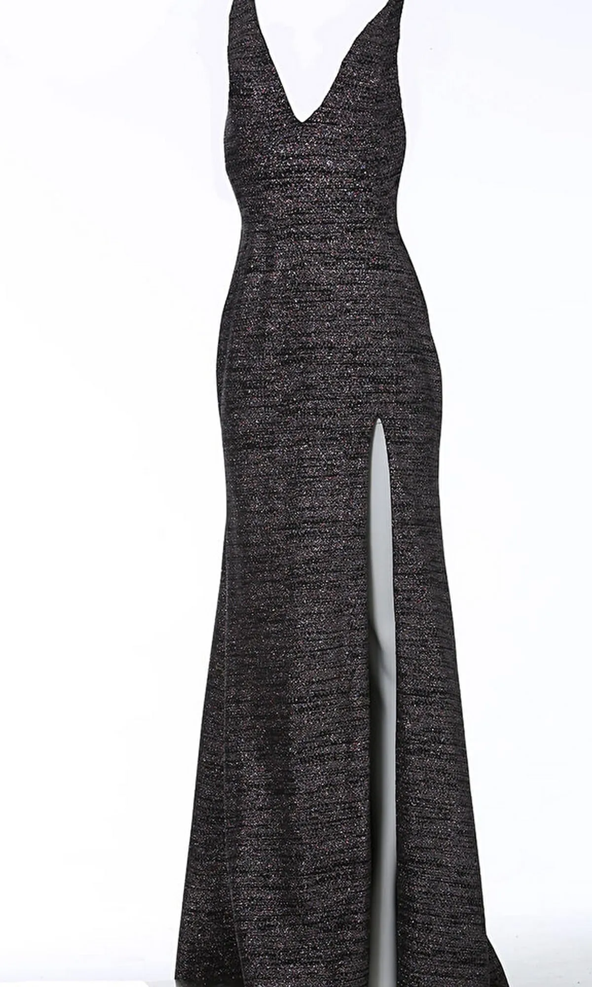 Sheer-Side Long Stretch Glitter Prom Dress 02472 sold by PromGirl product image thumbnail 5