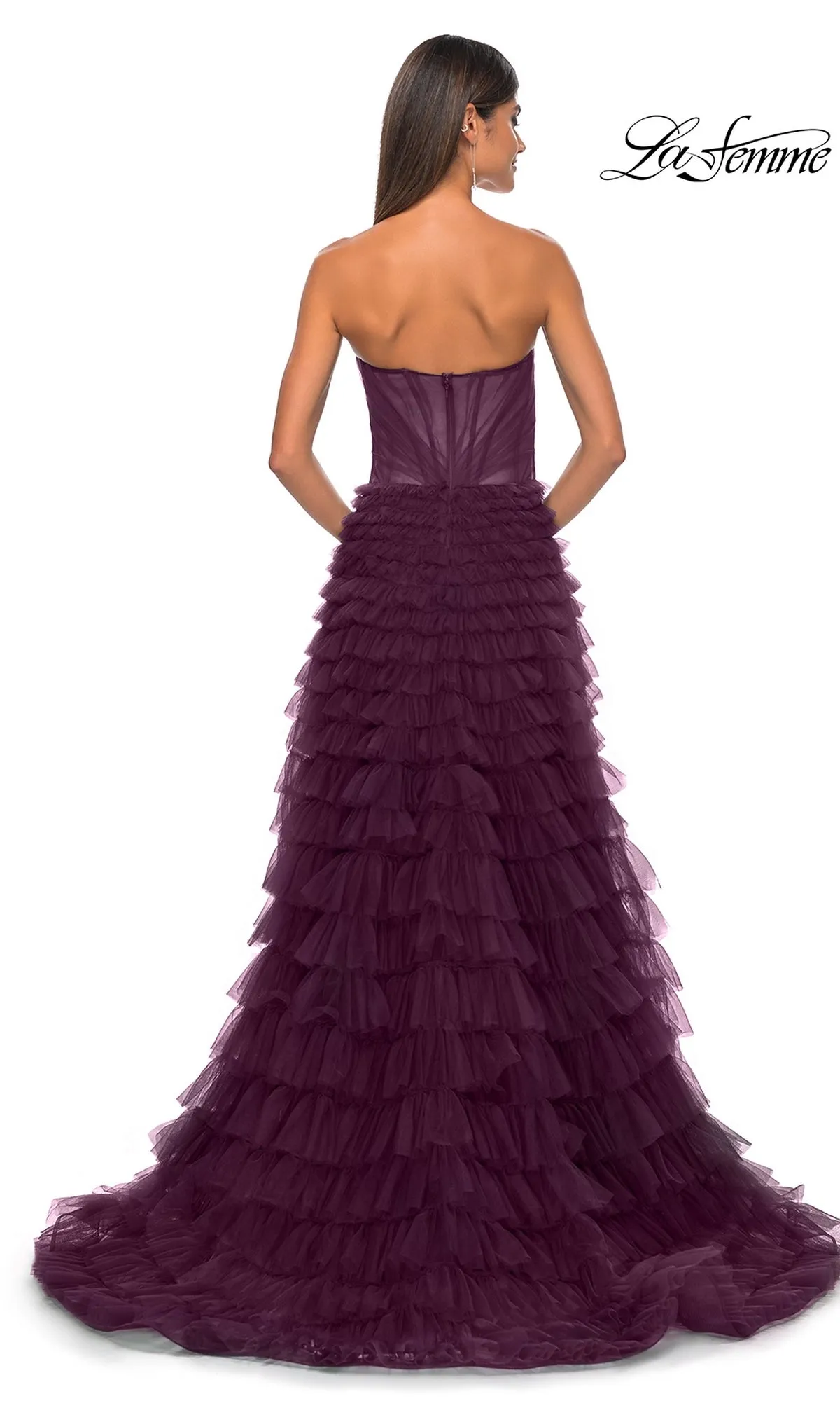 La Femme Strapless Long Ruffled Prom Dress 32283 sold by PromGirl product image thumbnail 2