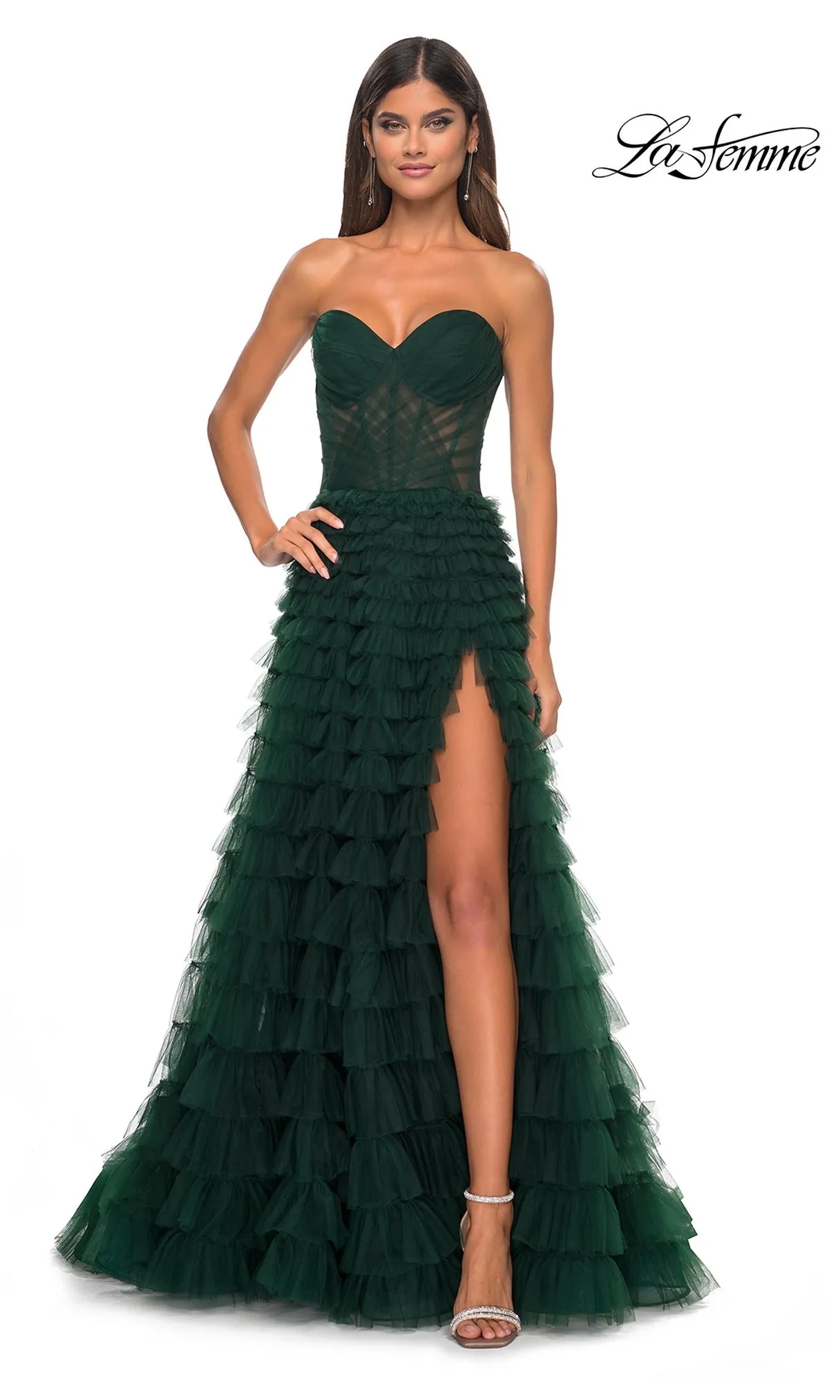 La Femme Strapless Long Ruffled Prom Dress 32283 sold by PromGirl product image thumbnail 3