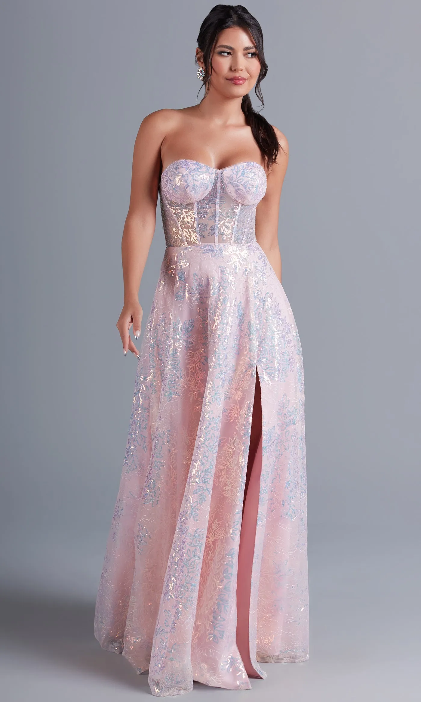 PromGirl Puff-Sleeve Blush Pink Unique Prom Dress sold by PromGirl product image thumbnail 5