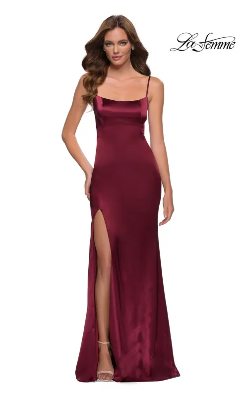 La Femme Open-Back Simple Long Prom Dress 29945 sold by PromGirl