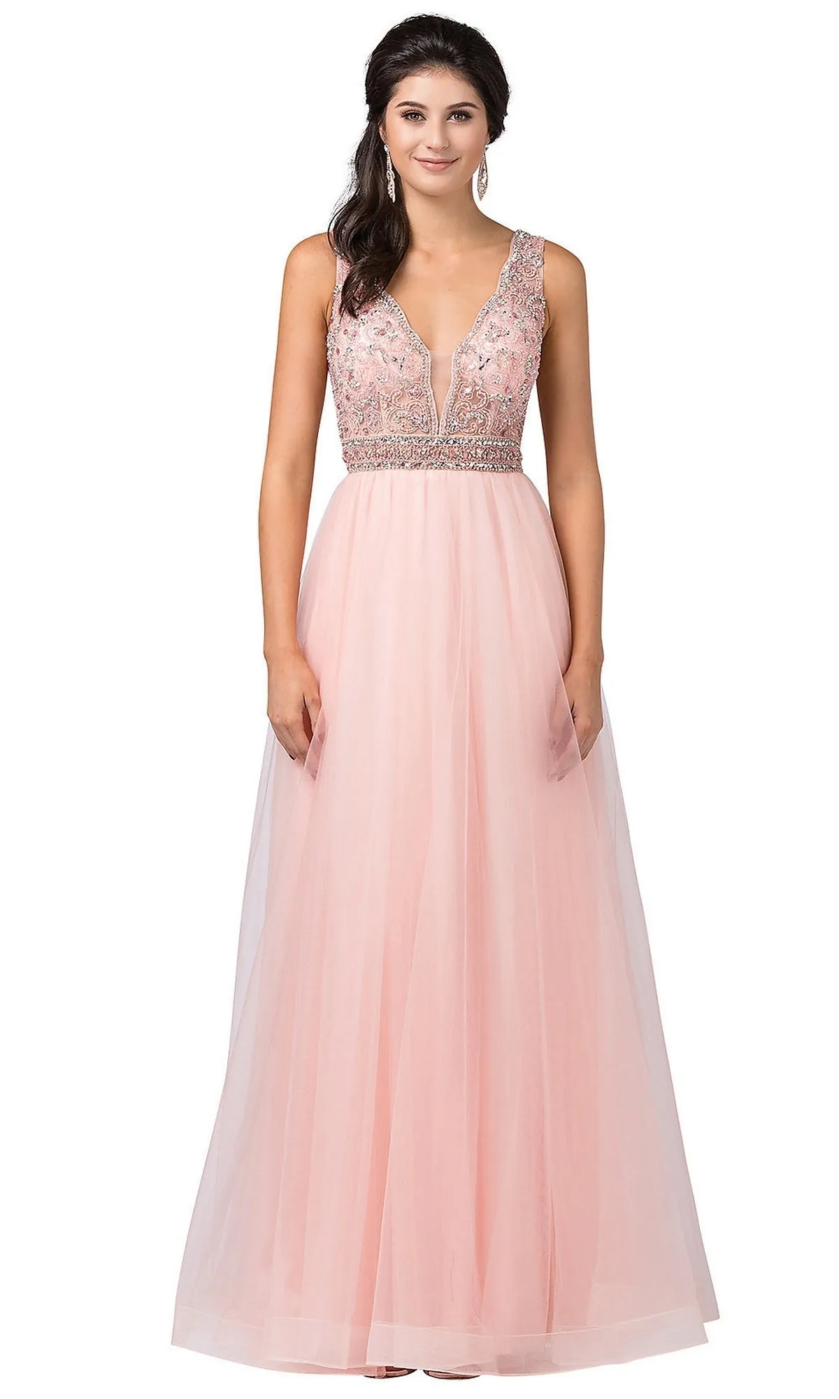 Beaded-Bodice Long Prom Ball Gown with Cut-Out sold by PromGirl product image thumbnail 3