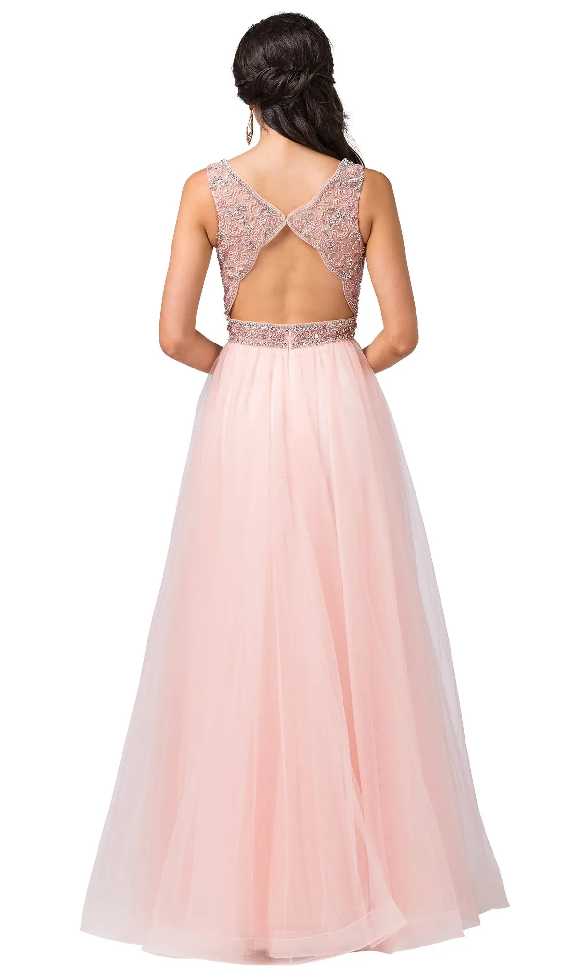 Beaded-Bodice Long Prom Ball Gown with Cut-Out sold by PromGirl product image thumbnail 4