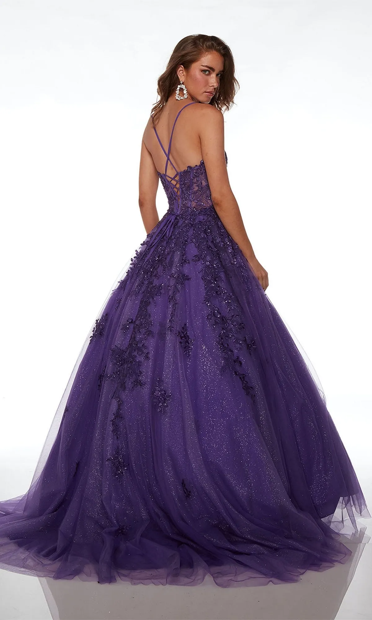 Alyce Sheer-Bodice Corset Glitter Prom Dress 61591 sold by PromGirl product image thumbnail 2