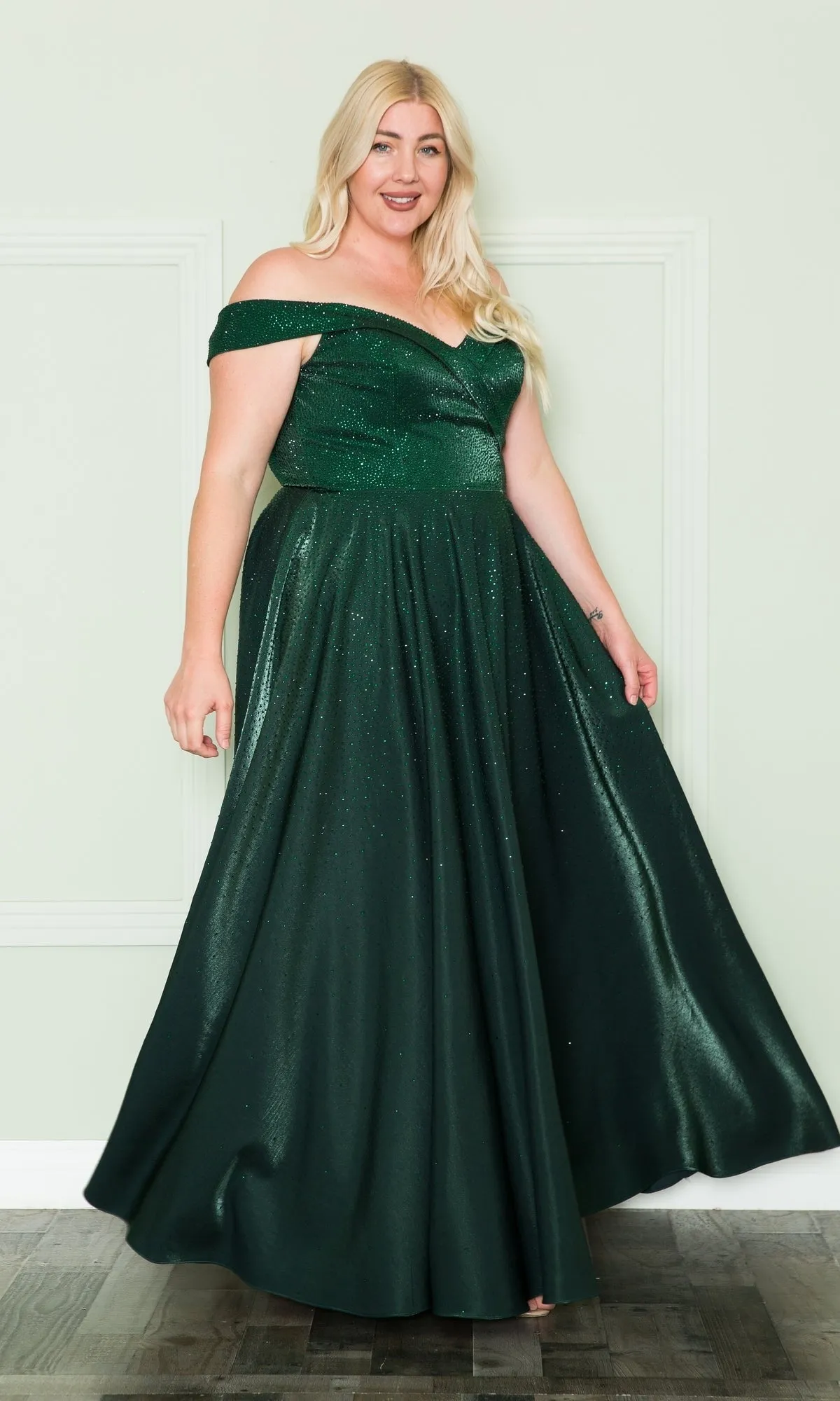 Plus-Size Long Beaded Prom Dress with Pockets W1112 sold by PromGirl product image thumbnail 3