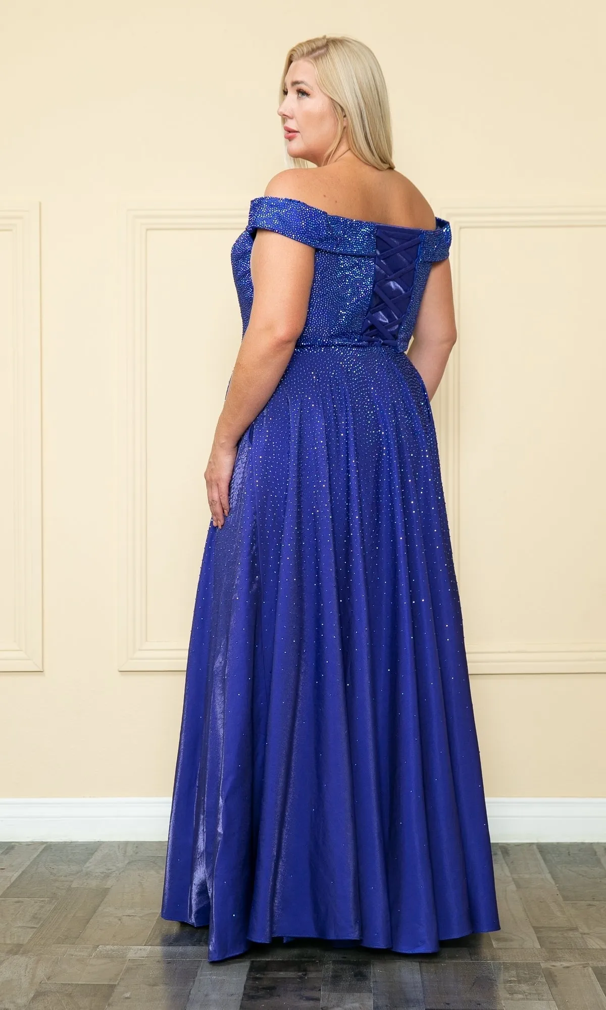 Plus-Size Long Beaded Prom Dress with Pockets W1112 sold by PromGirl product image thumbnail 2