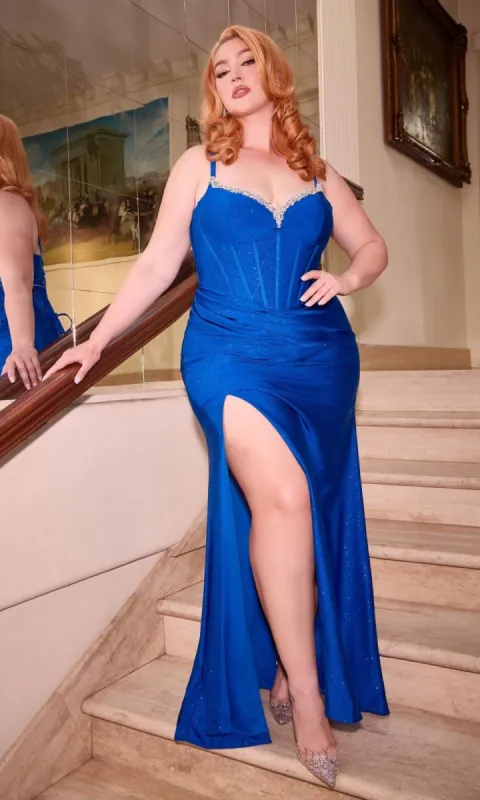 Lace-Up Plus-Size Long Corset Prom Dress CD307C sold by PromGirl