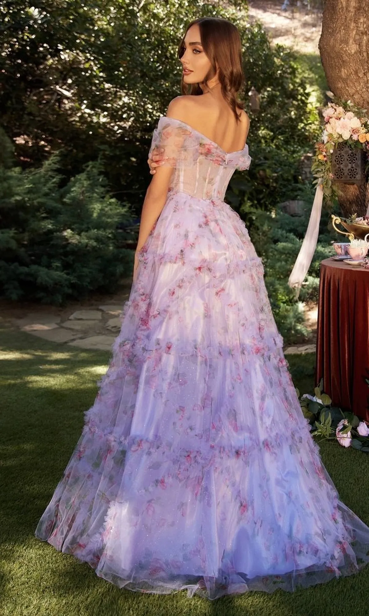 Long Purple Print Prom Dress: CLA1286 sold by PromGirl product image thumbnail 2