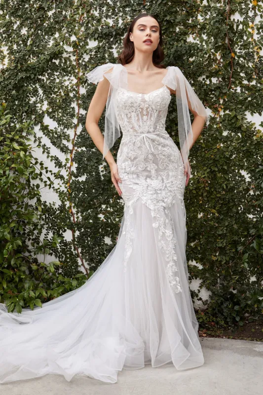 Shoulder-Bows Off-White Long Wedding Dress A1086W sold by PromGirl