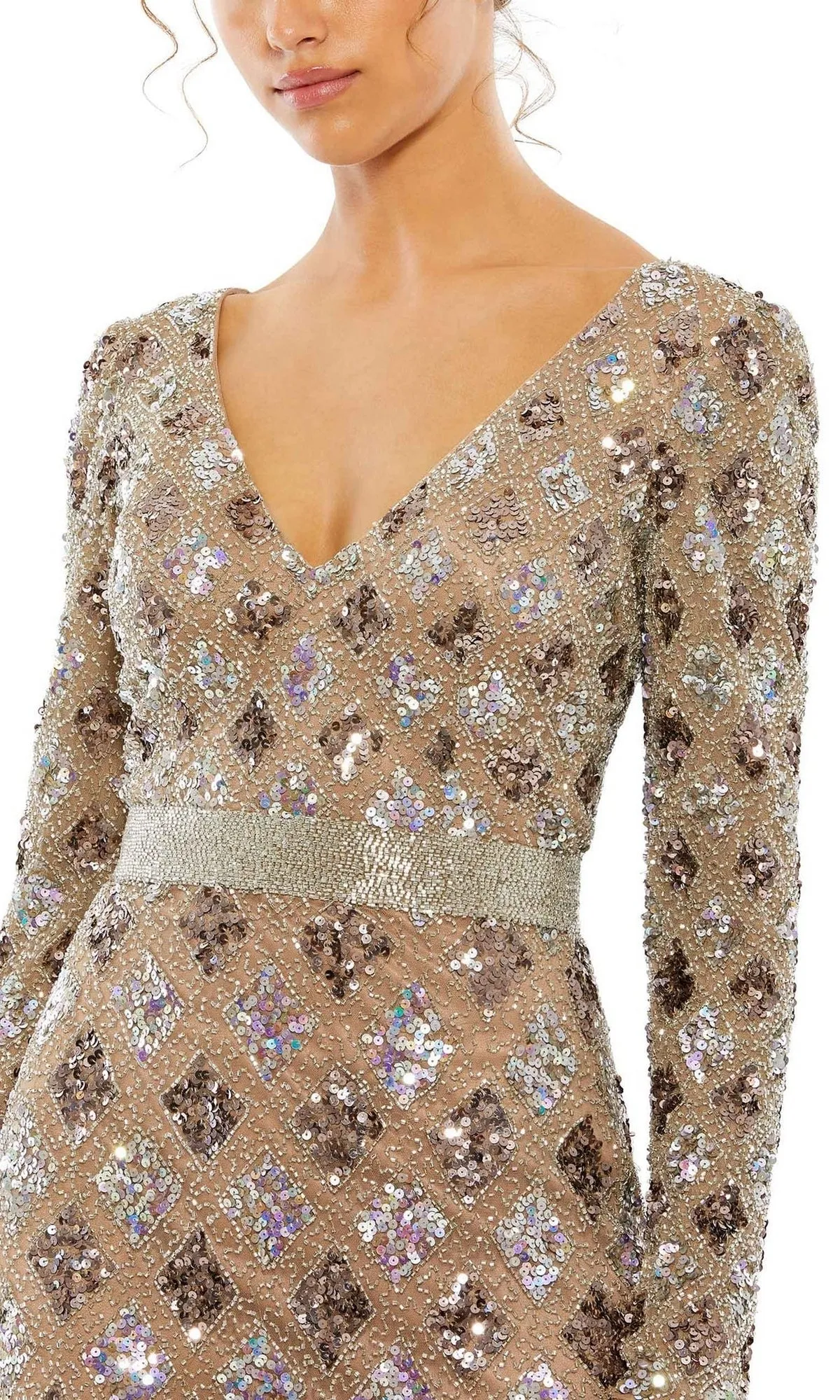 Long Sleeve Beaded Formal Dress: Mac Duggal 5021 sold by PromGirl product image thumbnail 4