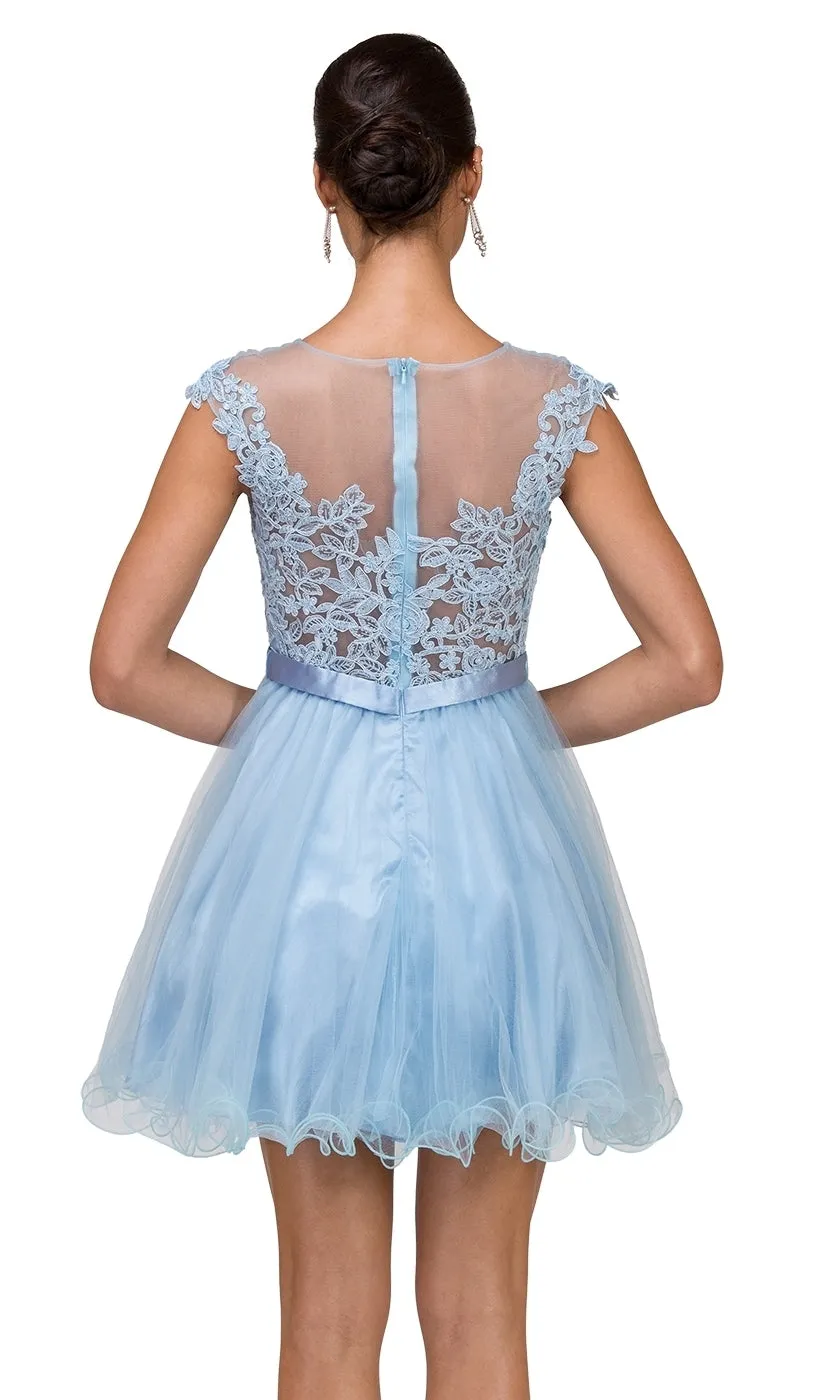 Lace-Applique-Bodice Short Homecoming Dress sold by PromGirl product image thumbnail 4