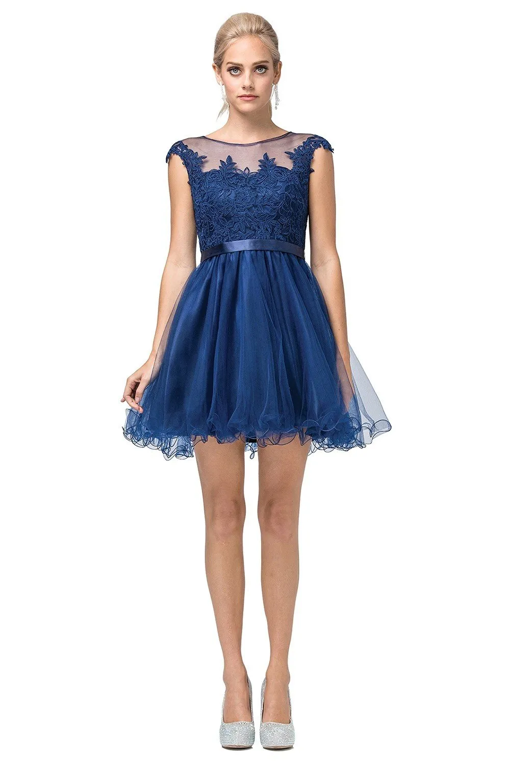 Lace-Applique-Bodice Short Homecoming Dress sold by PromGirl product image thumbnail 5